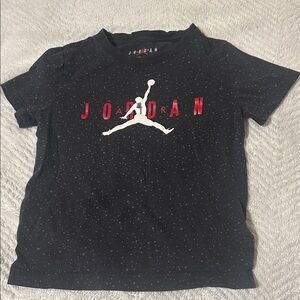 Jordan Boys Black Short Sleeve Tee with White Jumpman and Red Logo
